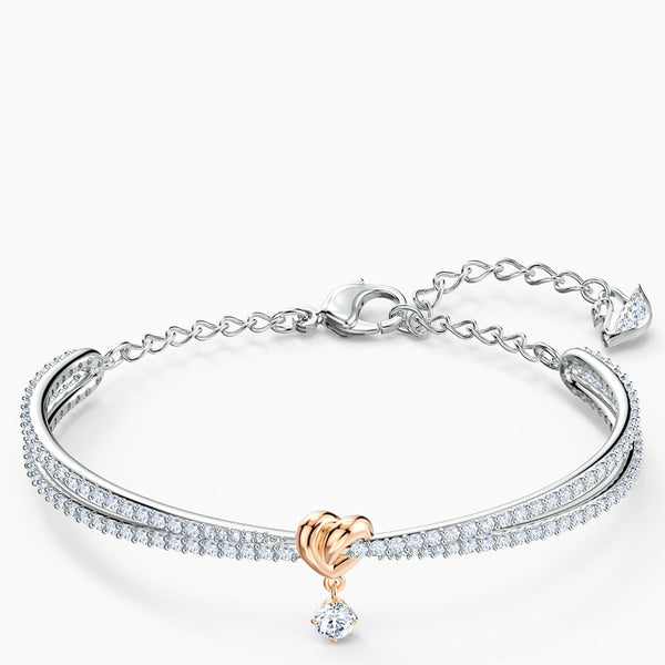 Lifelong Heart Bangle, White, Mixed Metal Finish
